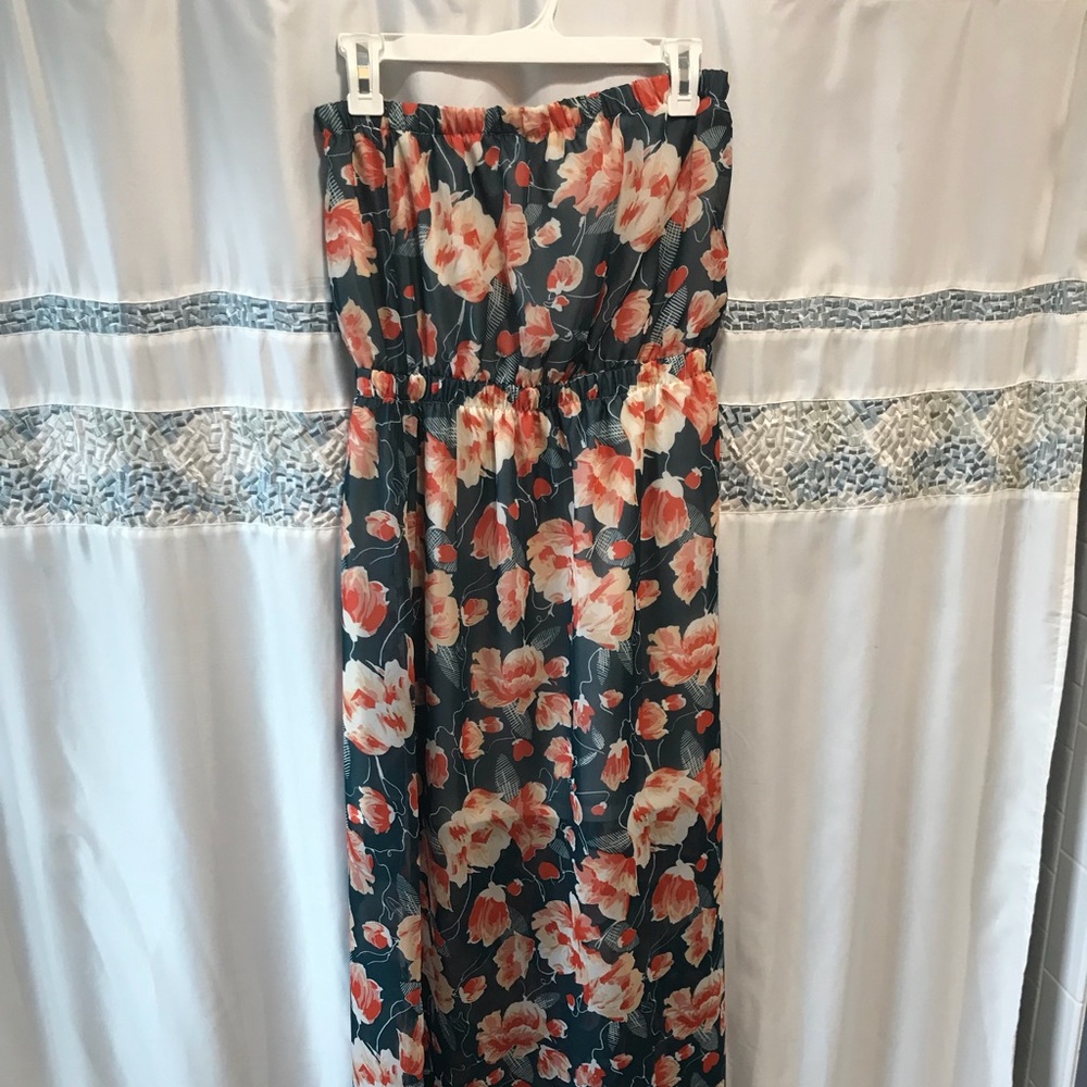 Floral Strapless Maxi Dress